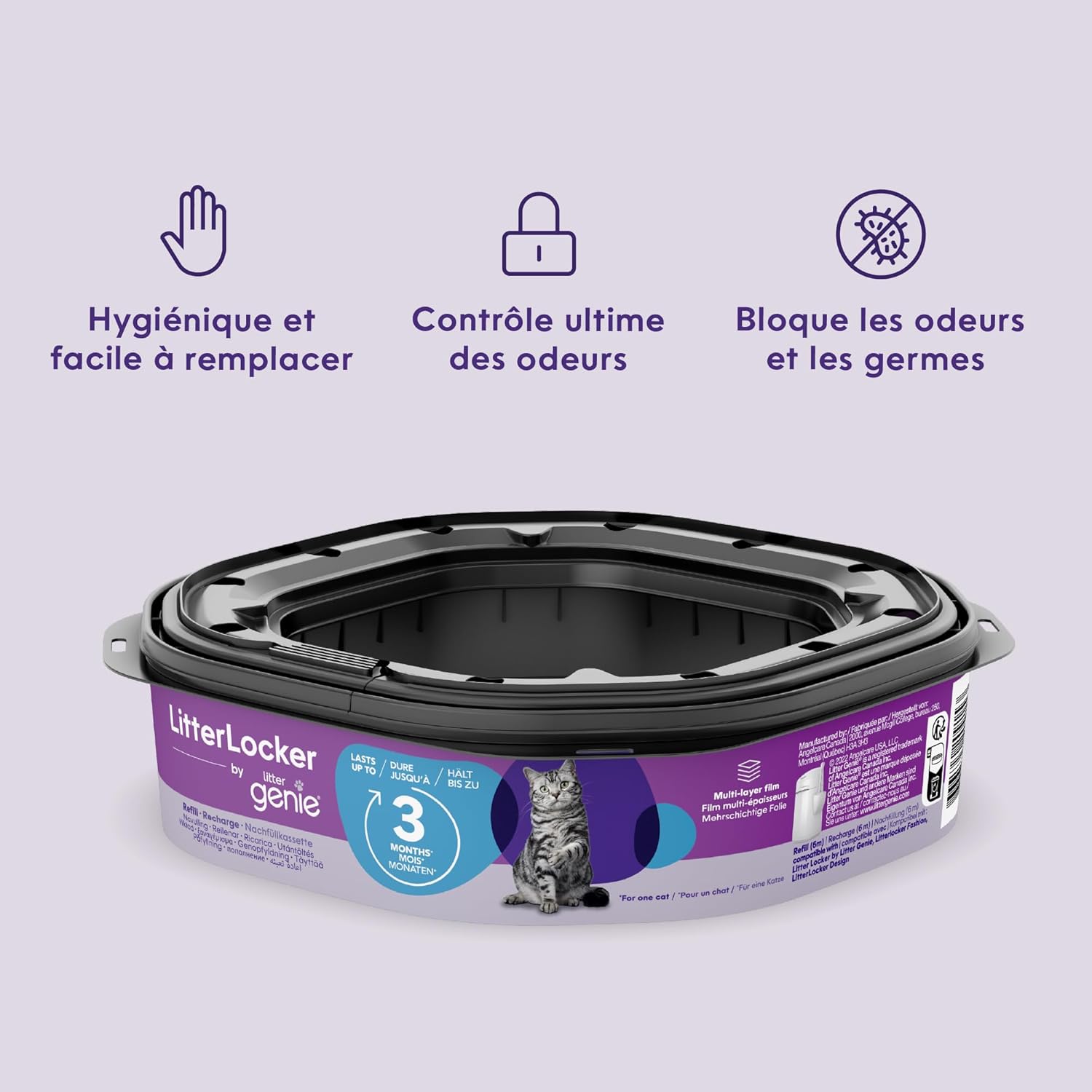 Detalle de Litter Genie Lot de 3 recharges XL super capacité octogonales pour poubelle LitterLocker et Fashion