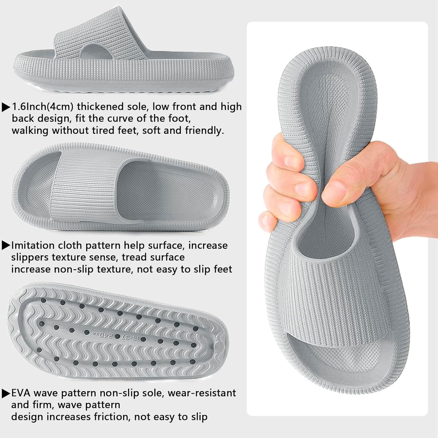 Detalle de HEOAARG tongs chaussons antidérapants 4 cm