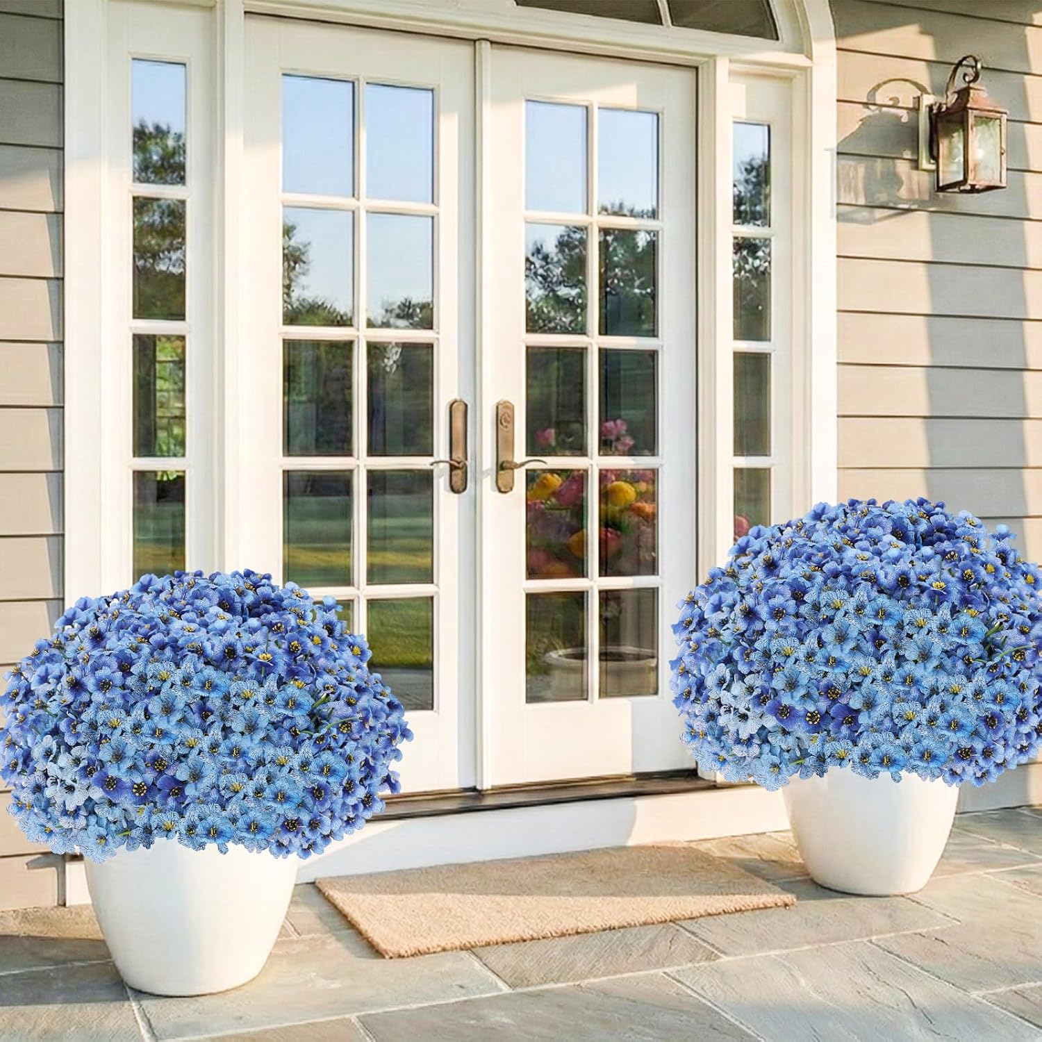 Thumbnail 6 de 22-Pack UV-Resistant Outdoor Artificial Flowers (Blue) with PE Plastic Stems