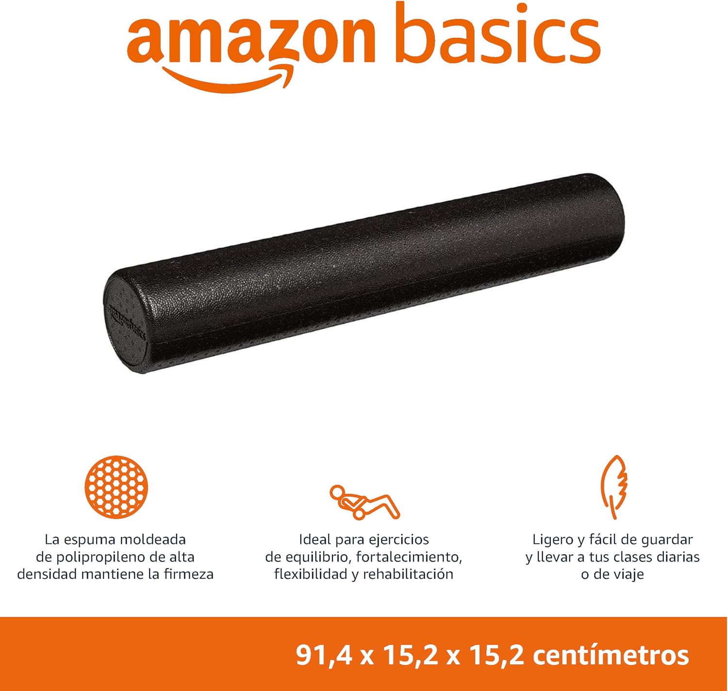 Detalle 2 de Amazon Basics Rodillo de espuma de alta densidad, negro, 90 cm