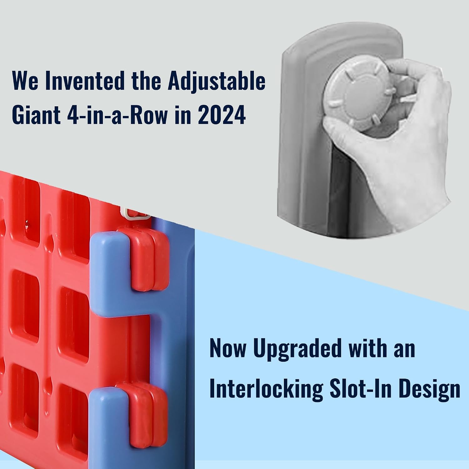 Detalle 2 de SDADI Screwless Giant 4-in-a-Row Game Set: Block-Style, Adjustable Height, Portable Family Play