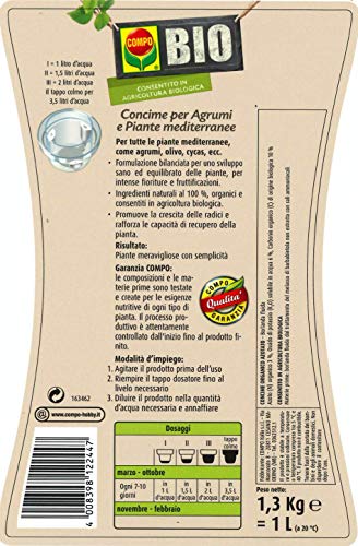 Detalle de COMPO BIO Concime Liquido Per Agrumi e Piante Mediterranee, 1L – nutrimento biologico per agrumi e piante mediterranee