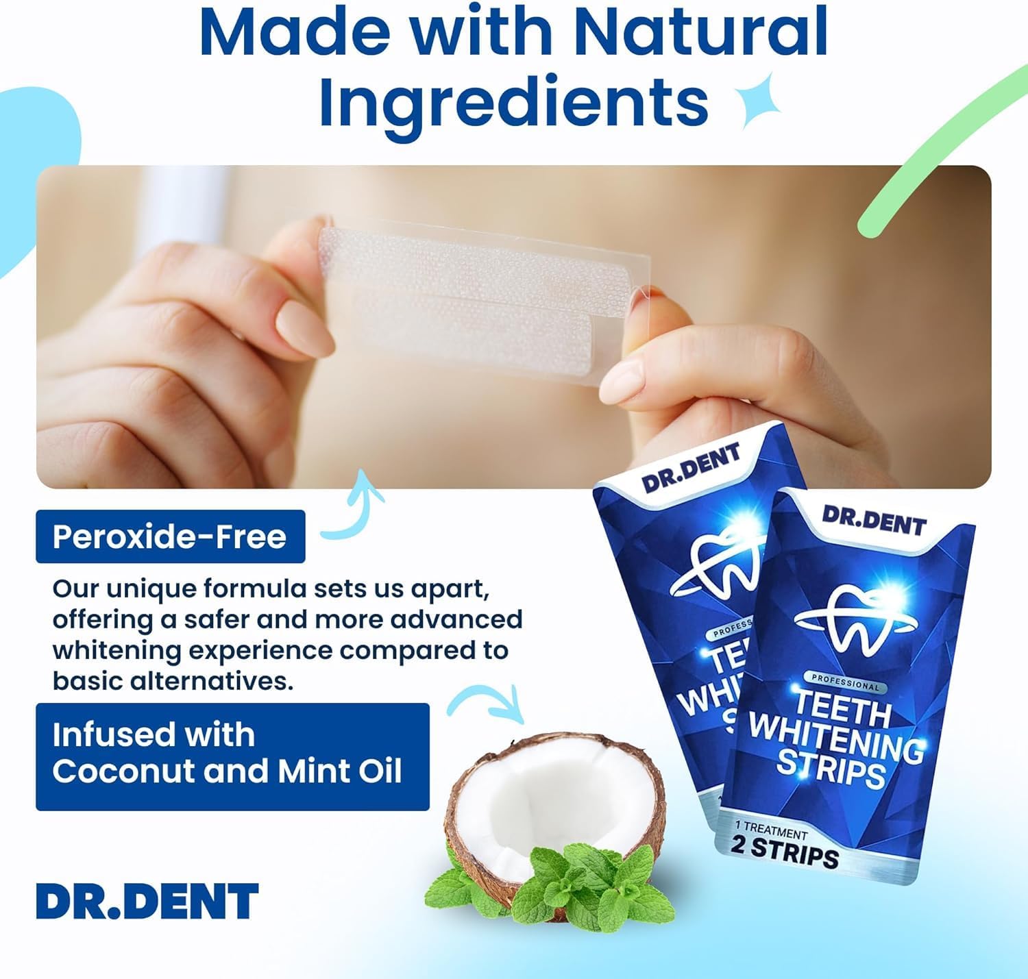 Detalle de DRDENT Teeth Whitening Strips Professional Strength – 21 Treatments (42 Strips) with Mouth Opener