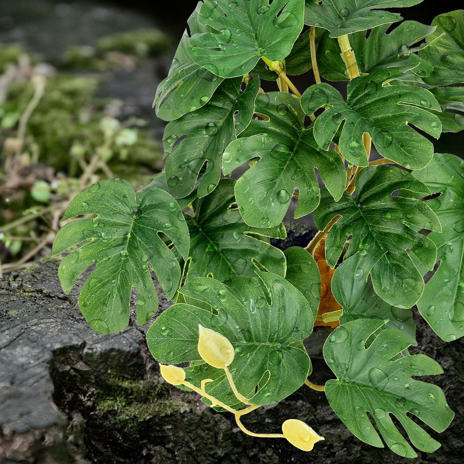 Detalle de Filhome Reptile Plants for Terrarium: Realistic Artificial Plant with Weighted Base
