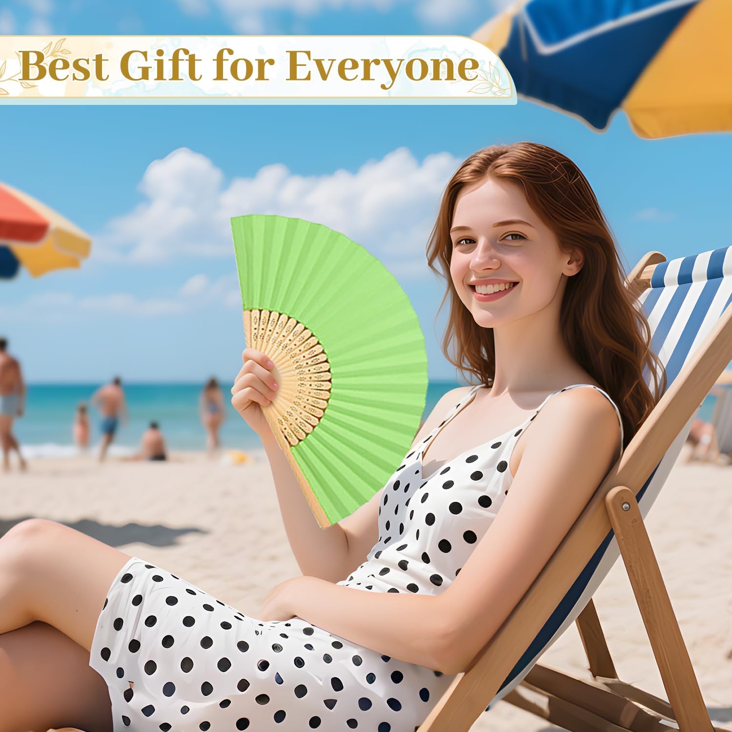 Detalle 2 de iZoeL 24 Pack Folding Hand Fans: Paper & Bamboo, 12 Colours – Ideal for Weddings, Parties and DIY