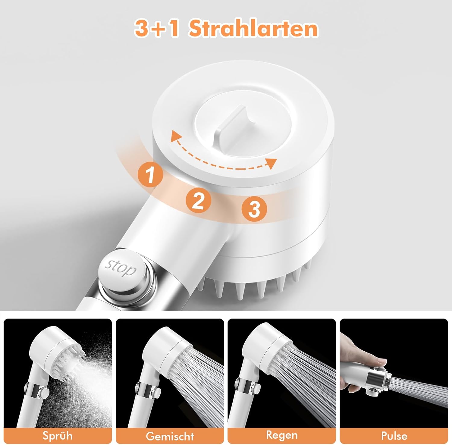 Detalle de MEKO Duschkopf mit Filter – Hochdruck Handbrause mit 15-Schicht-Filter und 1,5 m Schlauch