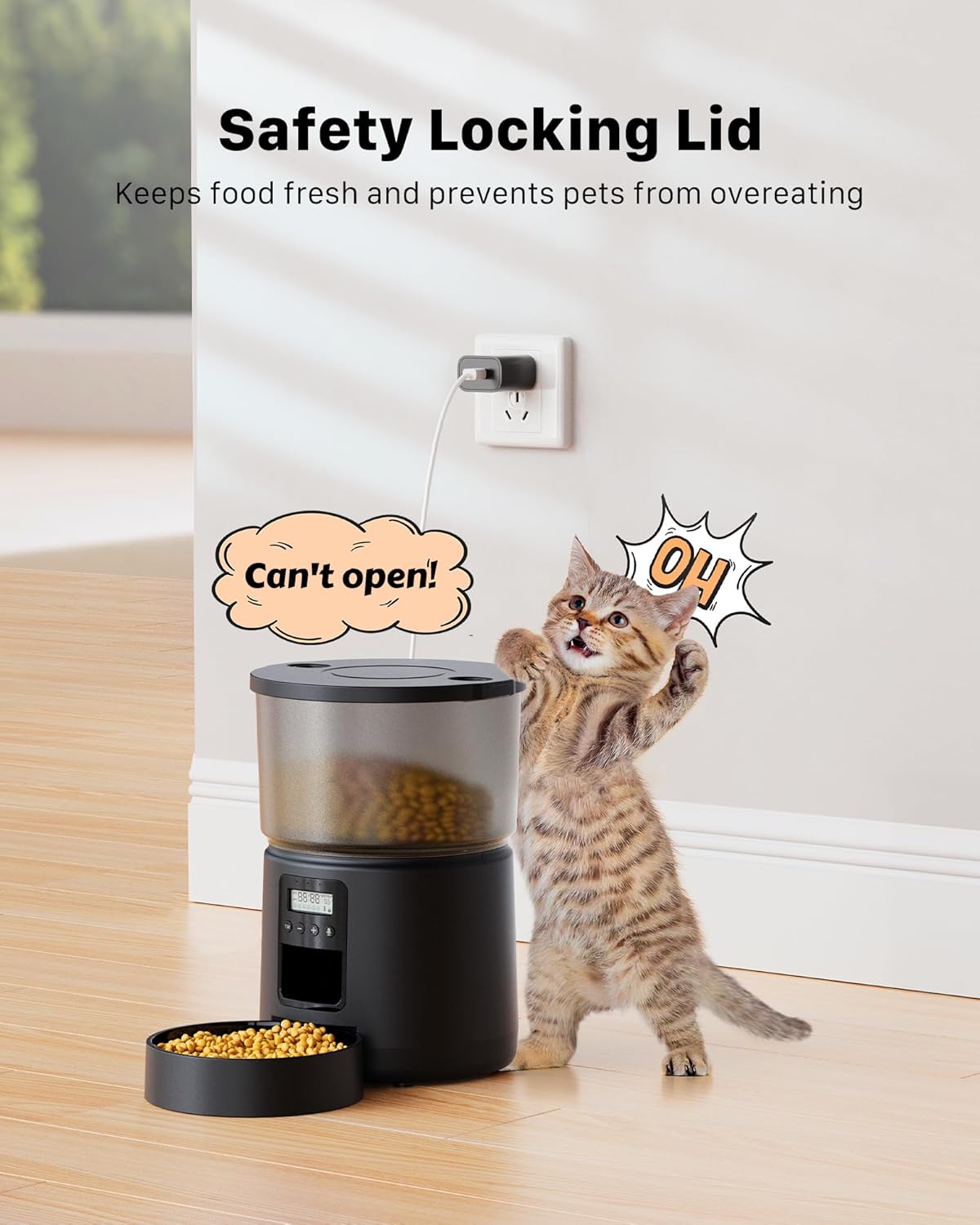 Detalle de Automatic Cat Feeder 3L programmable bowl 🍽