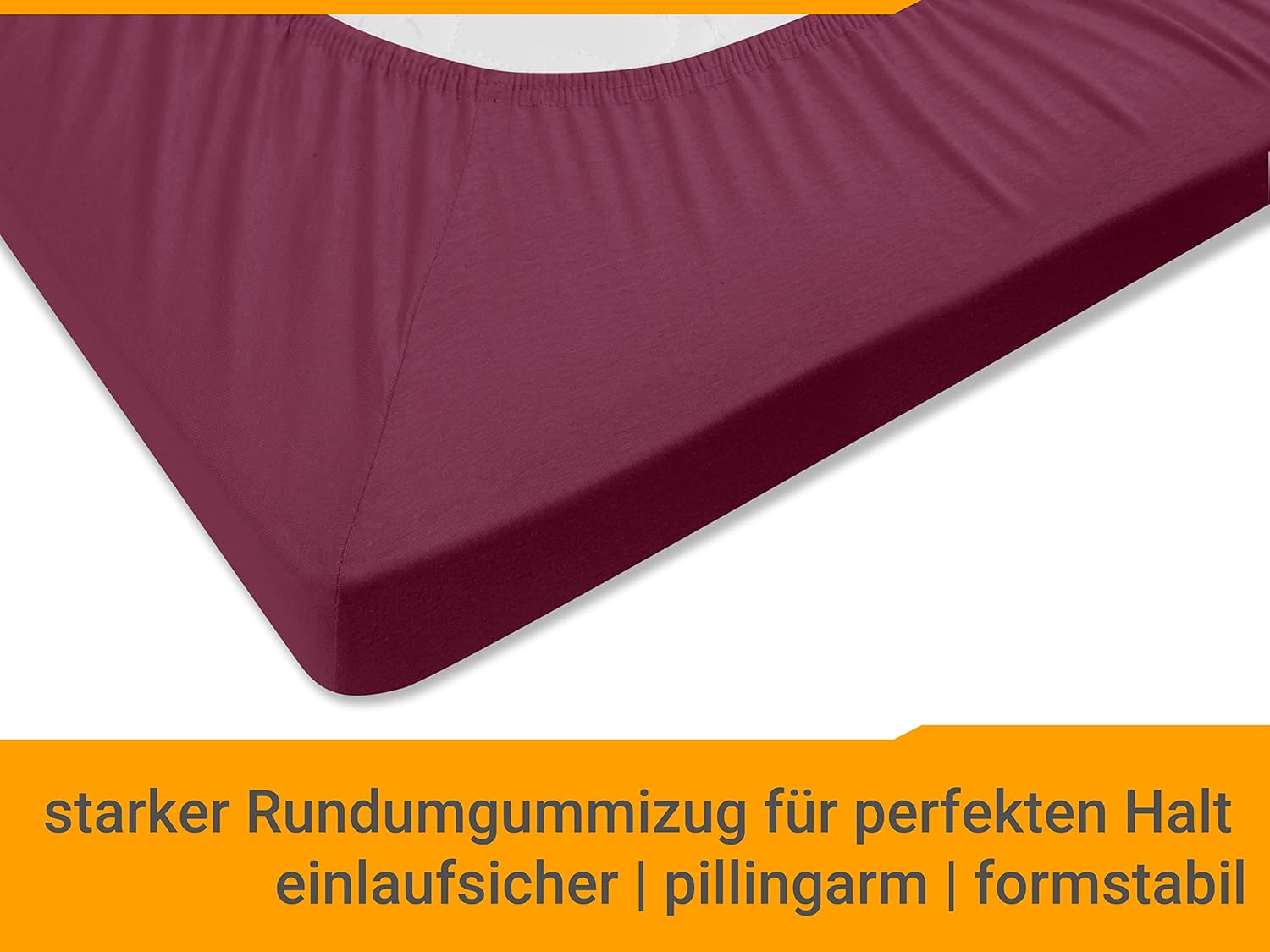 Thumbnail 4 de Npluseins Drap Housse pour surmatelas – Jersey coton 100% (Bordeaux, 140-160 x 200 cm)