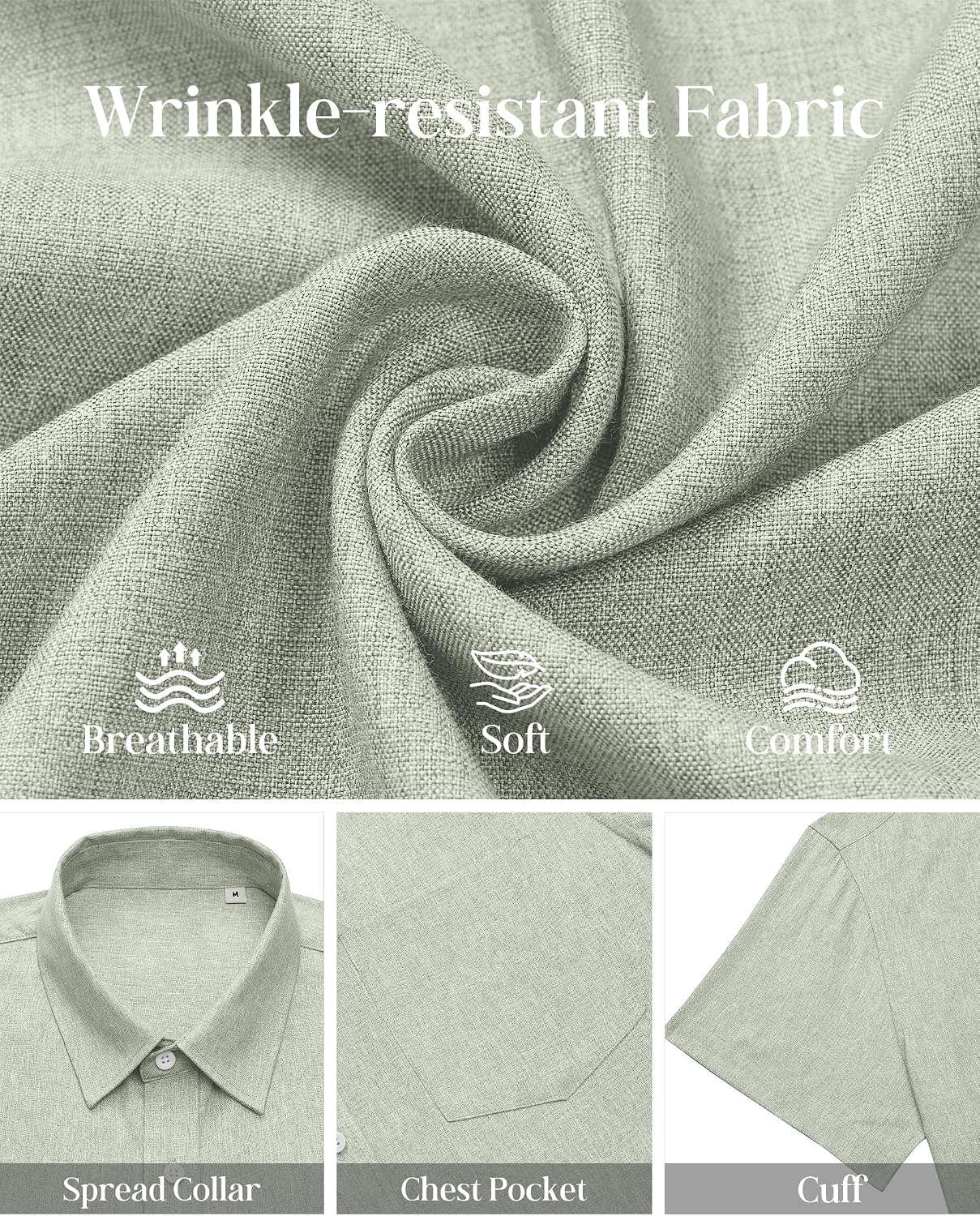 Thumbnail 4 de siliteelon Leinenhemd Herren Kurzarm Regular Fit – Sommerliches Freizeithemd aus Leinen-Rayon-Mischung