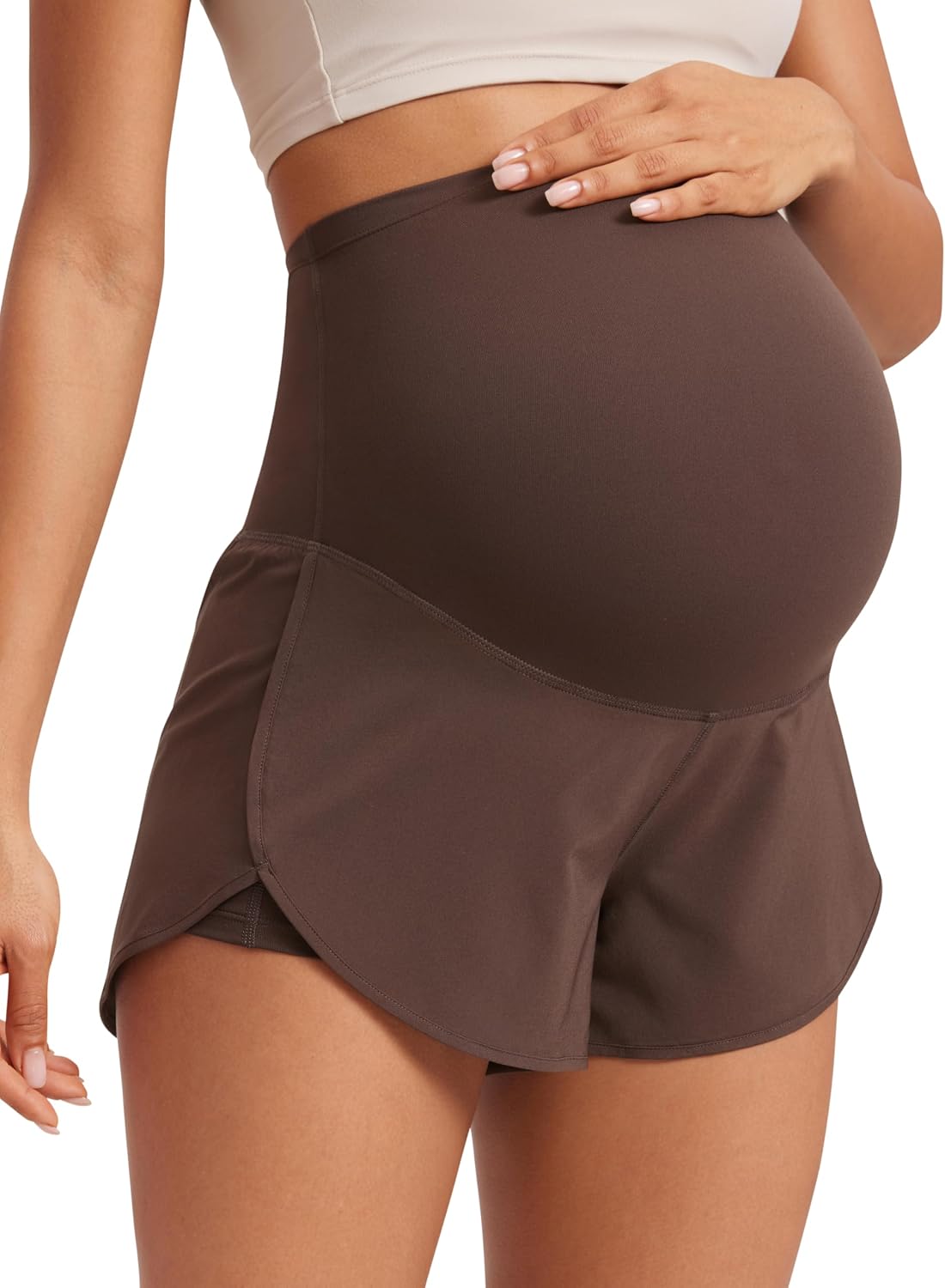 Detalle de CRZ YOGA Womens 2 in 1 Maternity Workout Shorts 3’’ – Over Bump, With Pocket