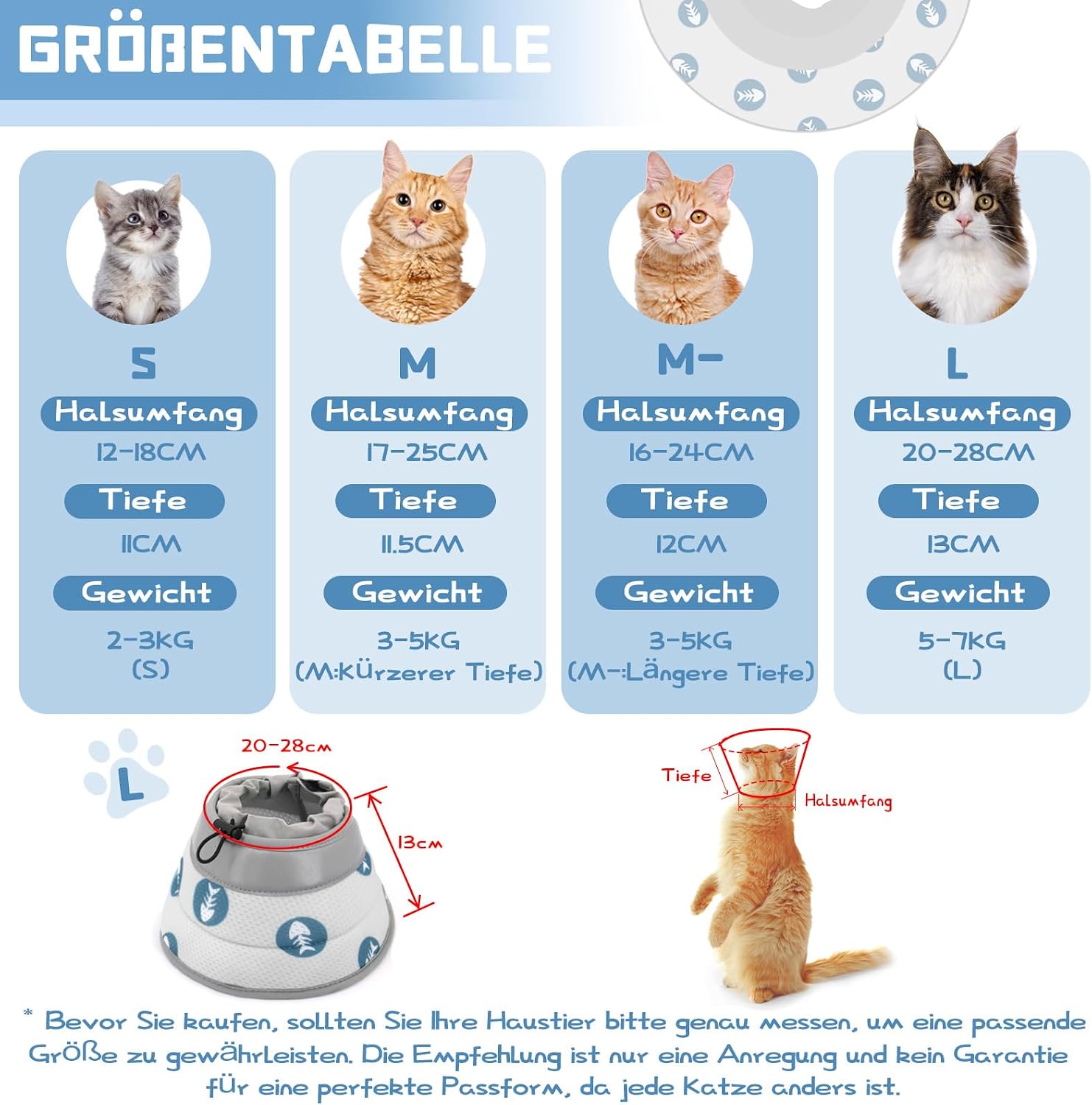 Detalle de Supet Halskrause Katze Grau L für Operationen