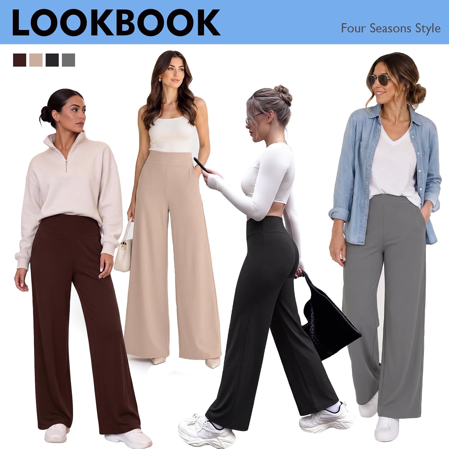 Thumbnail 1 de NEW YOUNG Wide Leg Pants 3-Pack — High Waist