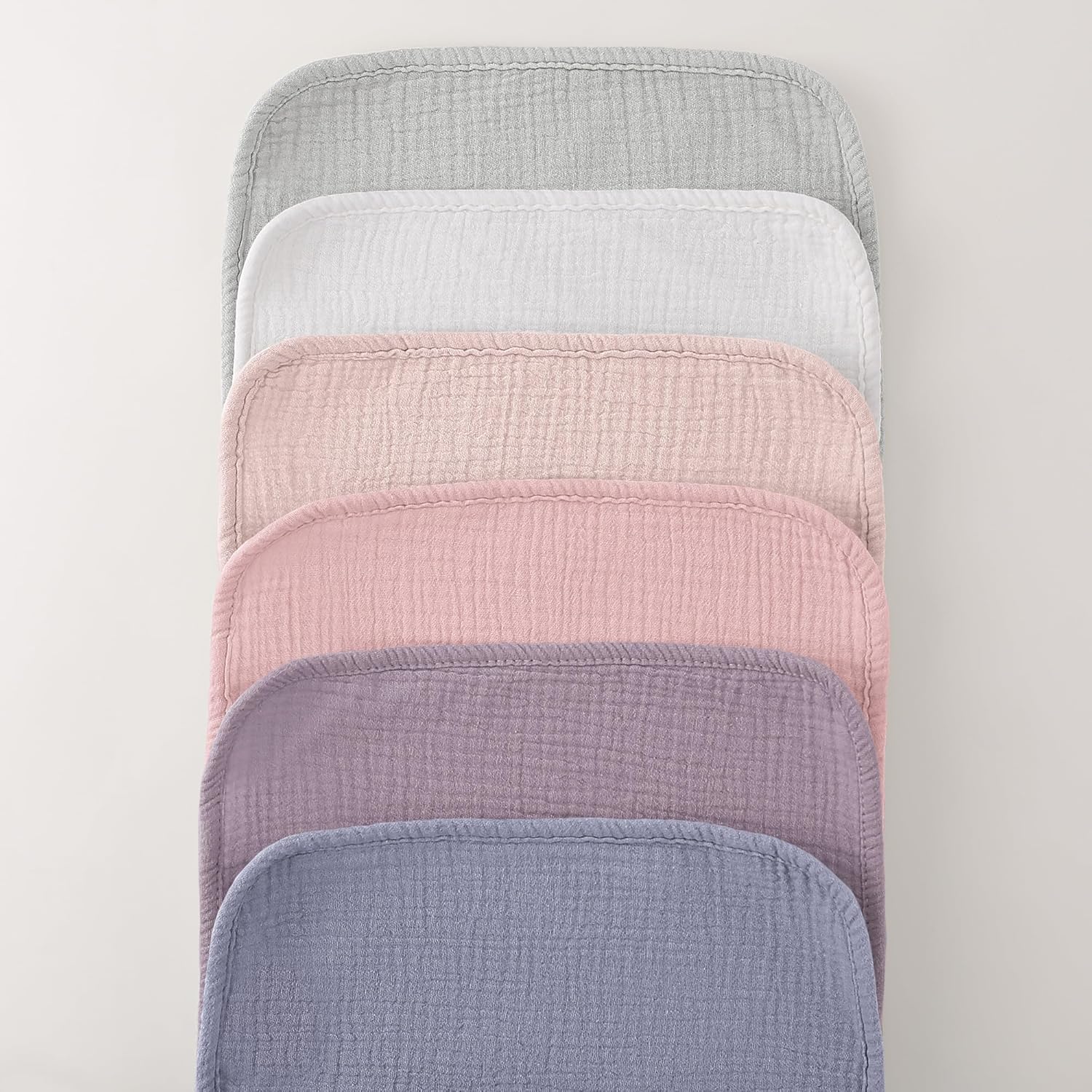 Detalle 2 de Bearmoss Moltontücher Baby – 6er Pack, 50x25 cm, 100% Baumwolle Musselin auf der Vorderseite, weicher Baumwollfrottee auf der Rückseite