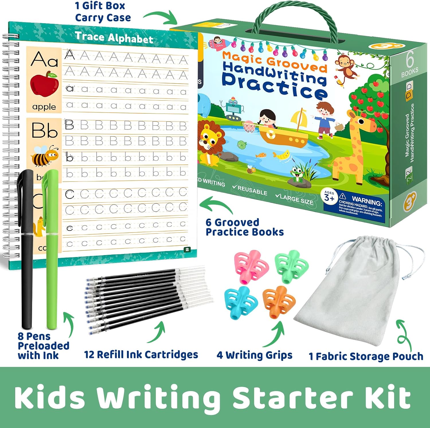 Detalle 2 de Grooved Writing Practice Book for Kids Ages 3-8