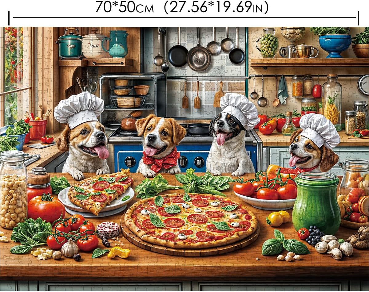 Thumbnail 1 de Puzzles 1000 Pieces Dogs' Pizza Meal jigsaw puzzle