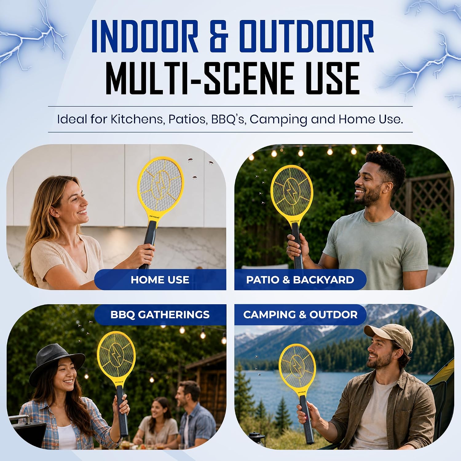 Detalle de DEVOGUE Electric Fly Swatter Zapper Racket