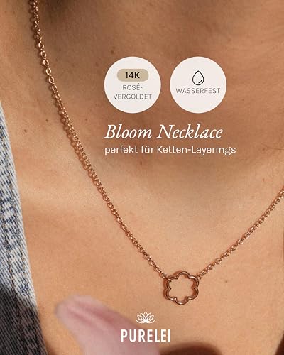 Detalle 2 de PURELEI Bloom Kette: rosévergoldete Edelstahl-Halskette, wasserfest, 40–45 cm