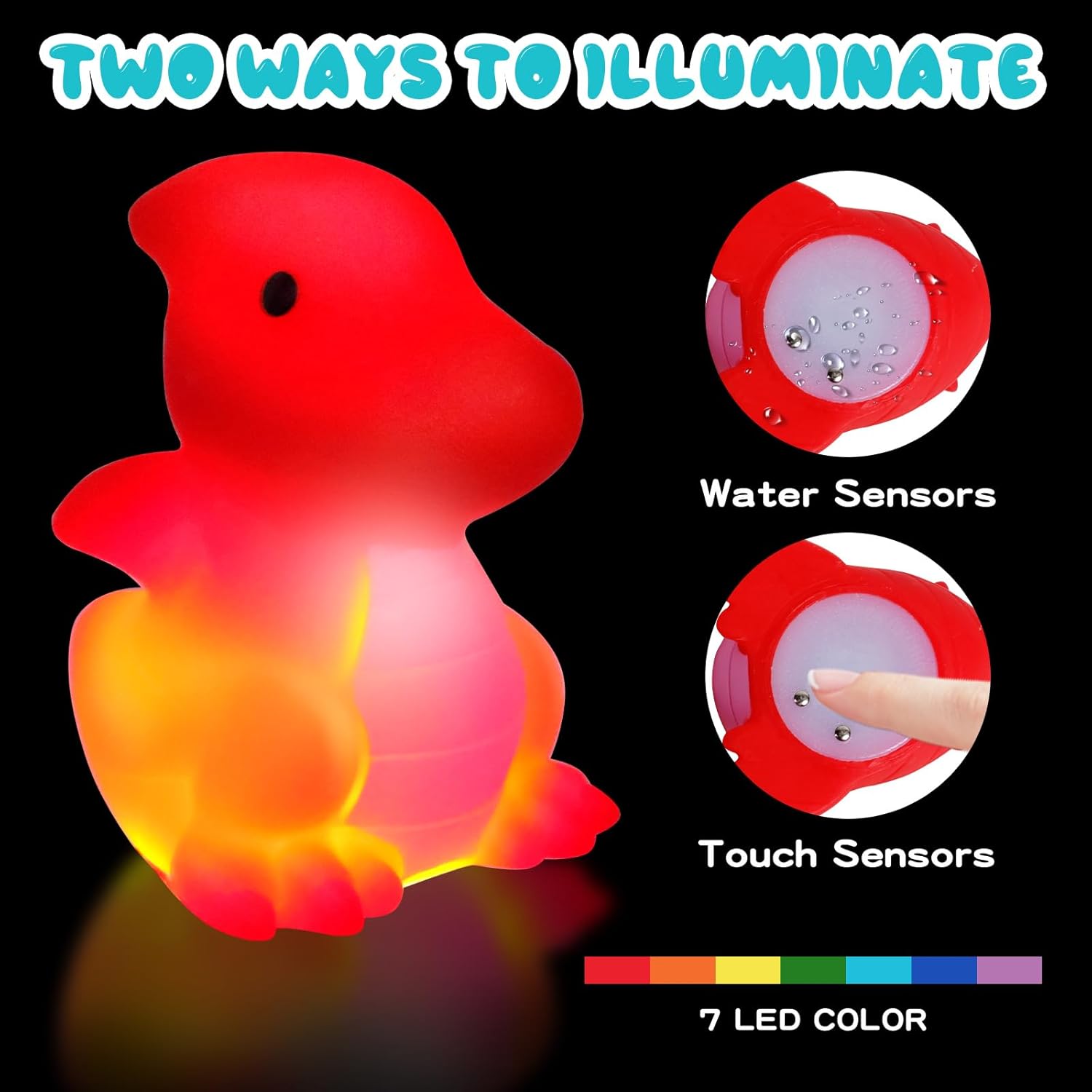 Thumbnail 3 de Jiosdo Badewannenspielzeug Set mit LED-Dinosauriern – 6 Stück für Spiel und Sinnesförderung