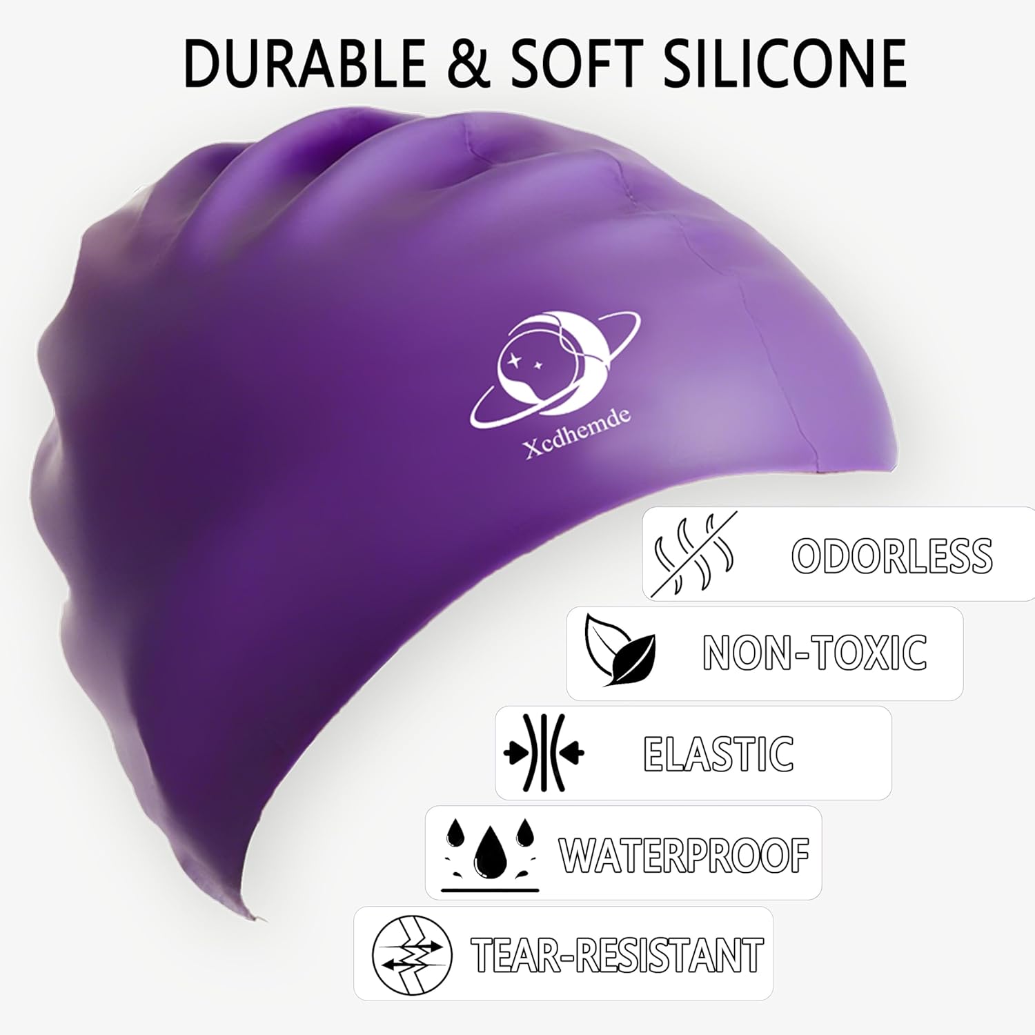 Detalle de Xcdhemde Cuffia da Nuoto Unisex in Silicone: Comfort, Elasticità e Protezione per Capelli in Piscina