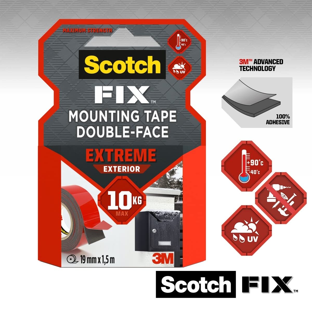 Thumbnail 1 de 3M Scotch-Fix Double-Sided Exterior Tape 19mm