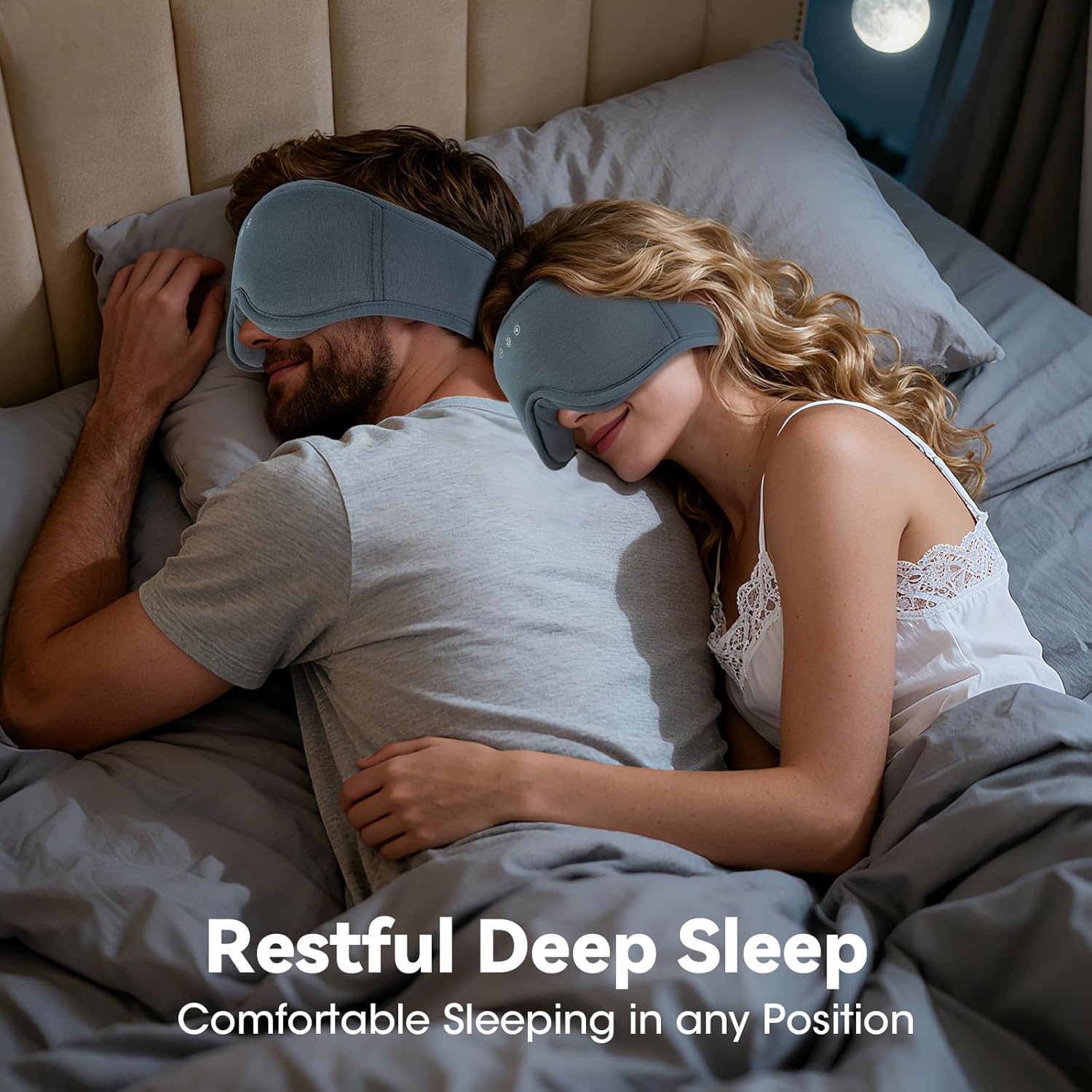 Thumbnail 2 de BeMyLady 3D Bamboo Cotton Sleep Mask with Bluetooth 5.4 Headphones (Grey)