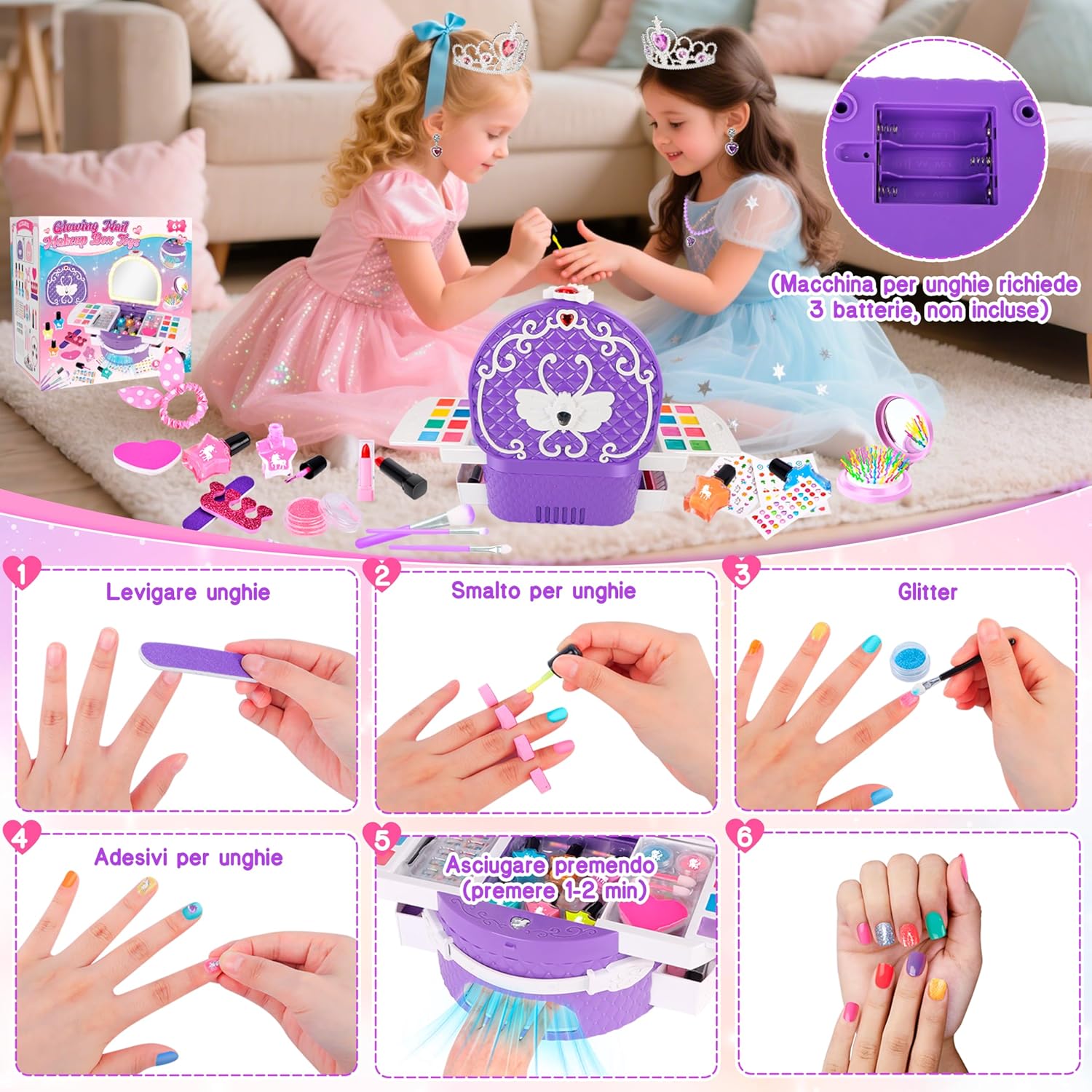 Detalle de Kit manicure nail art bambina 6-12 anni