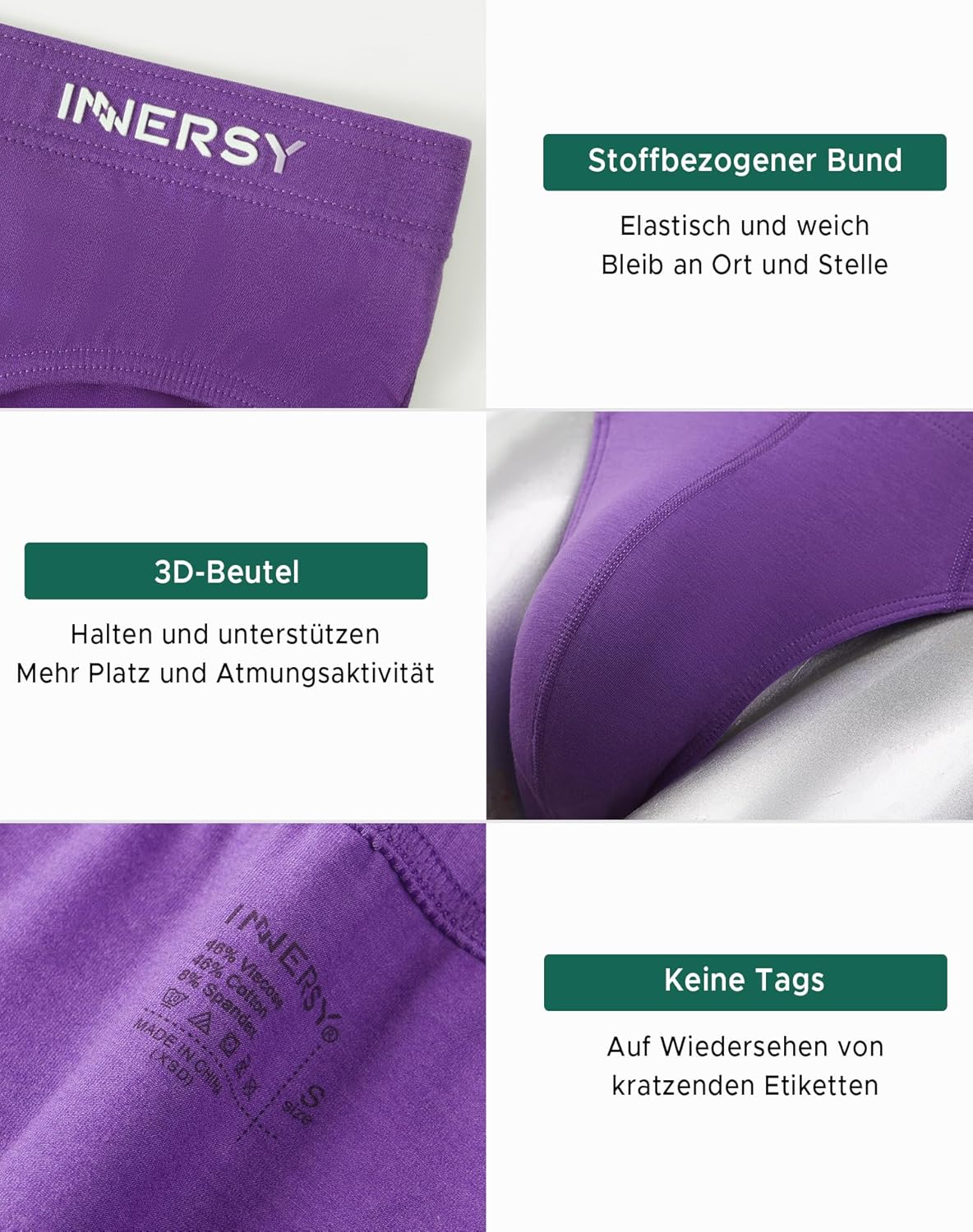 Thumbnail 4 de INNERSY Slip Herren Weich Unterhosen Sport Basic (4er-Pack) – atmungsaktiv & bequem
