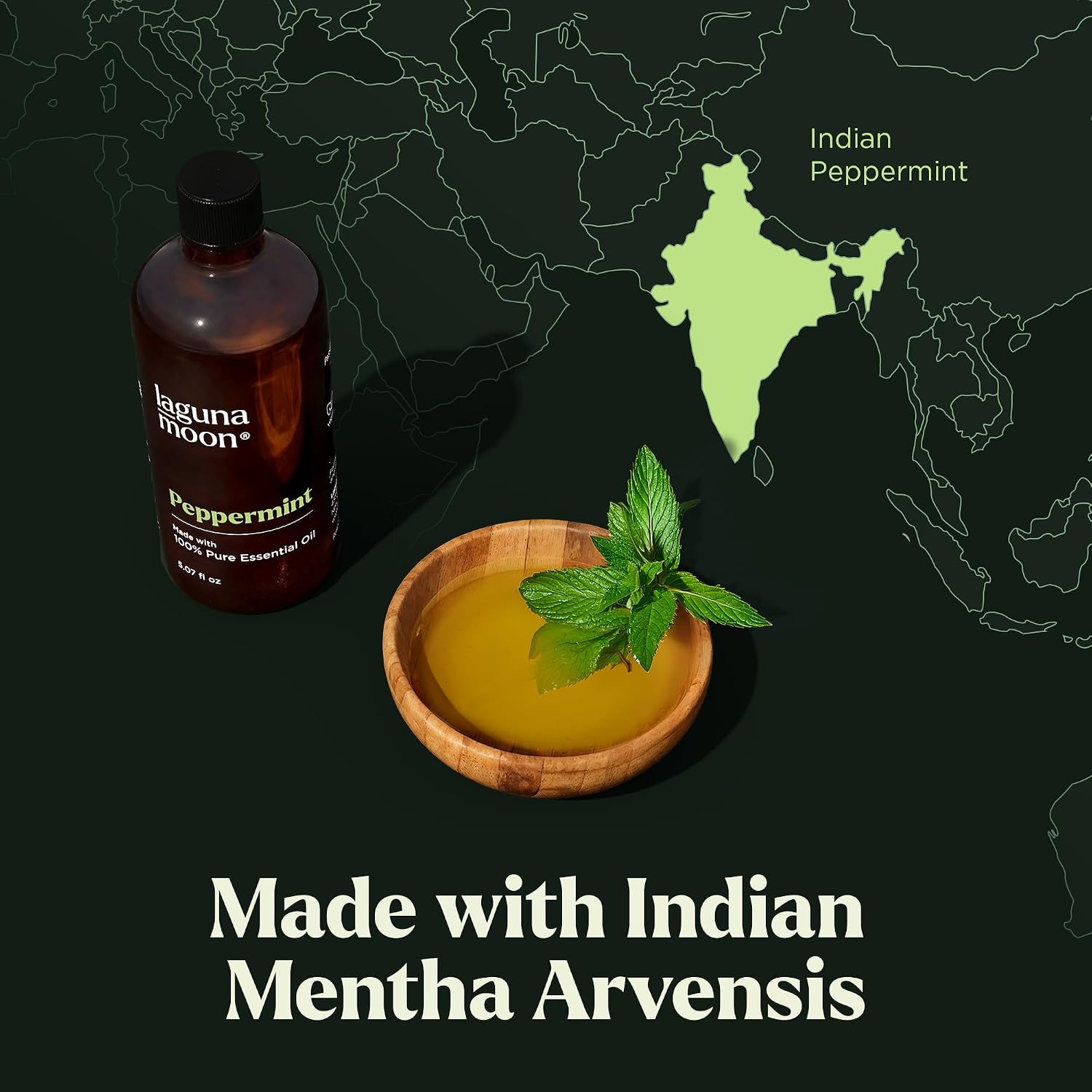 Detalle de Lagunamoon Peppermint Oil – 150mL Pure Essential Oil for Diffusers, Aromatherapy & DIY Scents