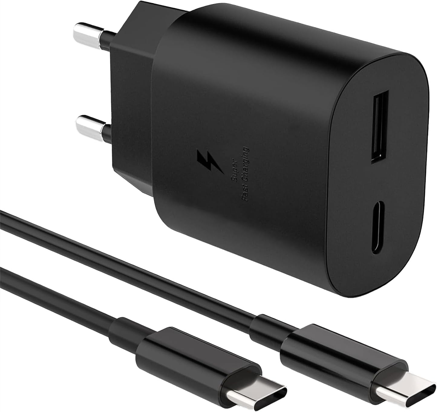 Detalle de Caricabatterie USB-C 25W con 2 Porte e Cavo da 2 m per Samsung Galaxy e altri dispositivi