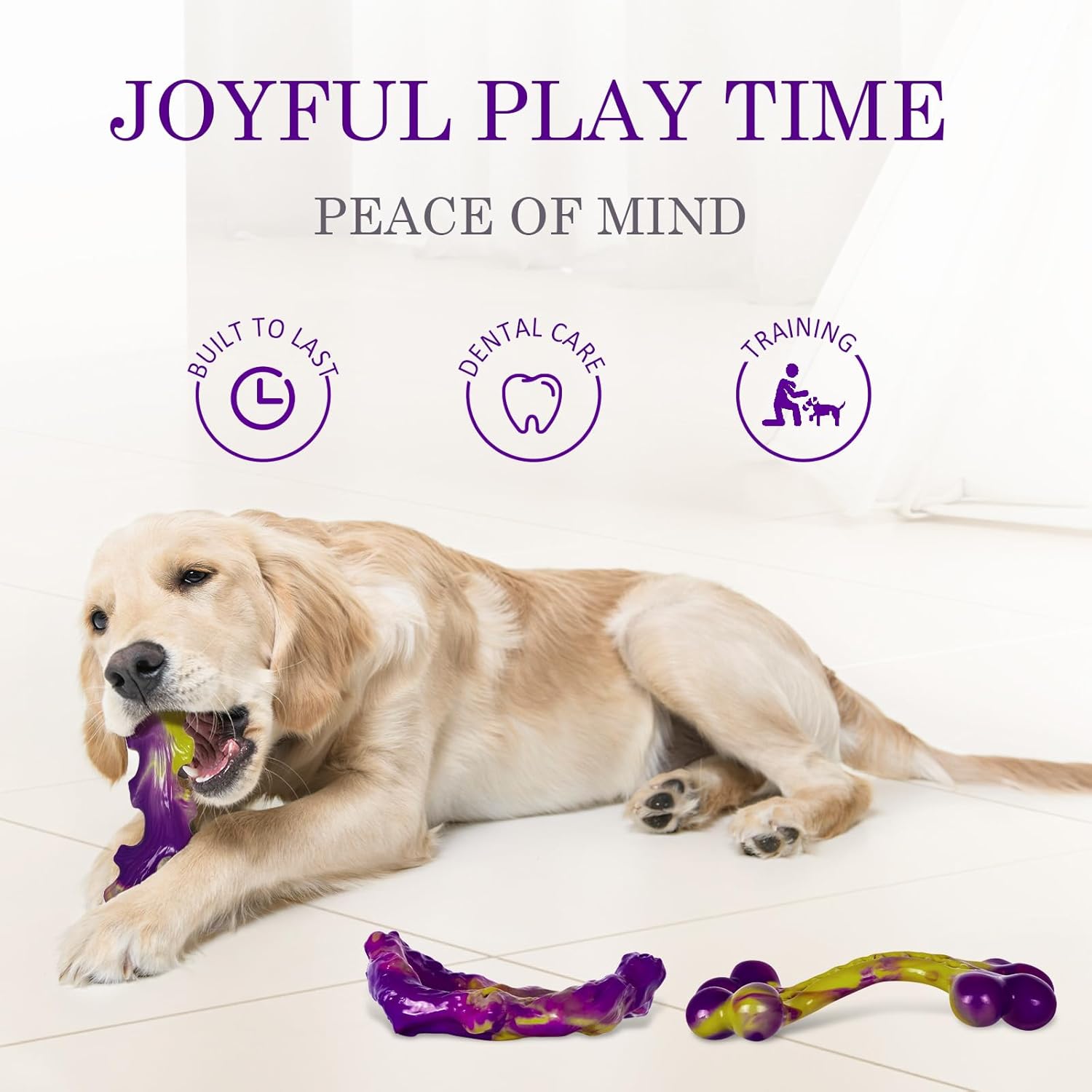 Thumbnail 6 de ChienBox Dog Toys 3 Pack indestructible nylon chew bones (bacon flavour) for medium to large dogs