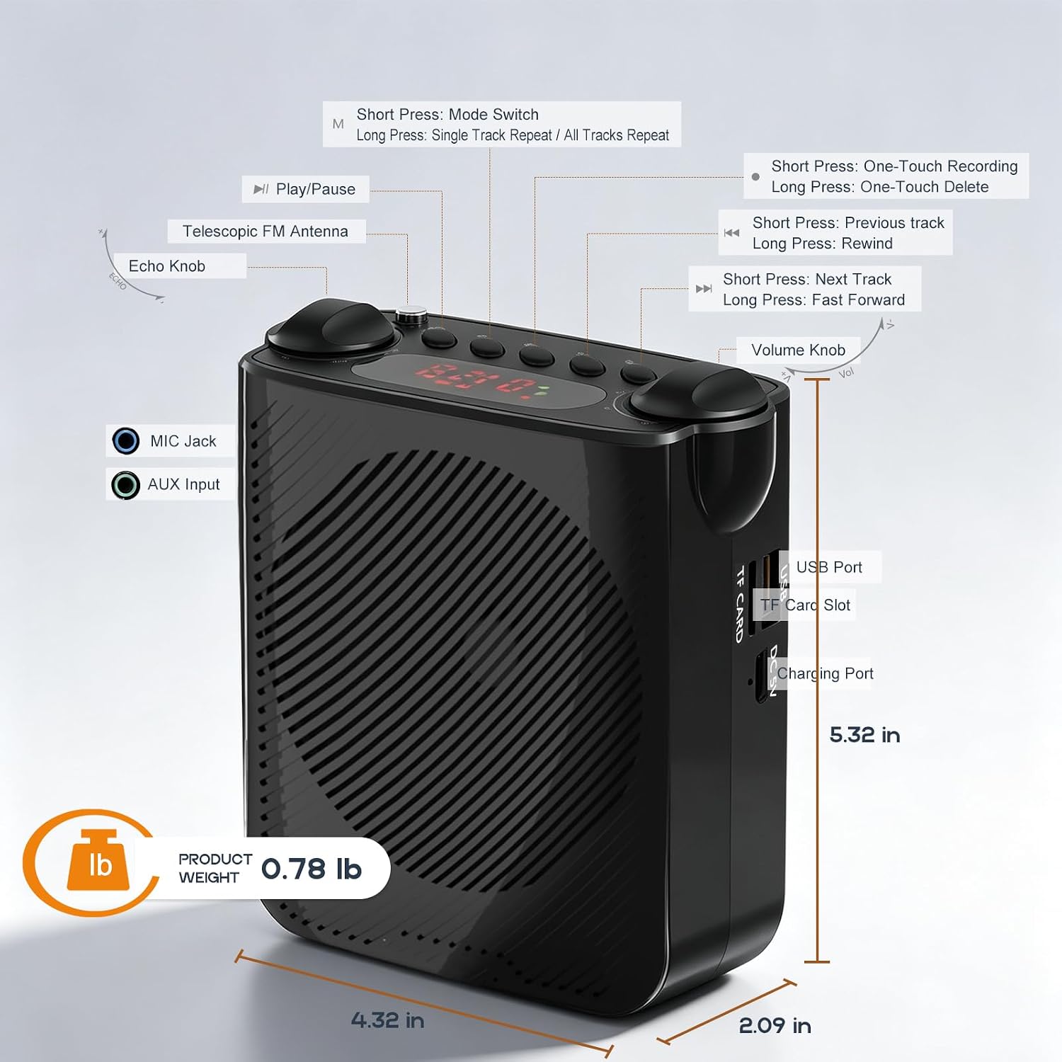 Thumbnail 6 de dgtenk PA289 Voice Amplifier with Wired Headset, USB-C Charging and AUX Input
