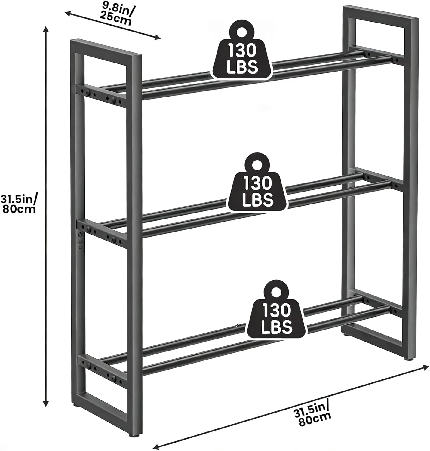 Thumbnail 3 de 3-Tier Dumbbell Rack for Home Gym — Adjustable, Space-Saving Weight Storage