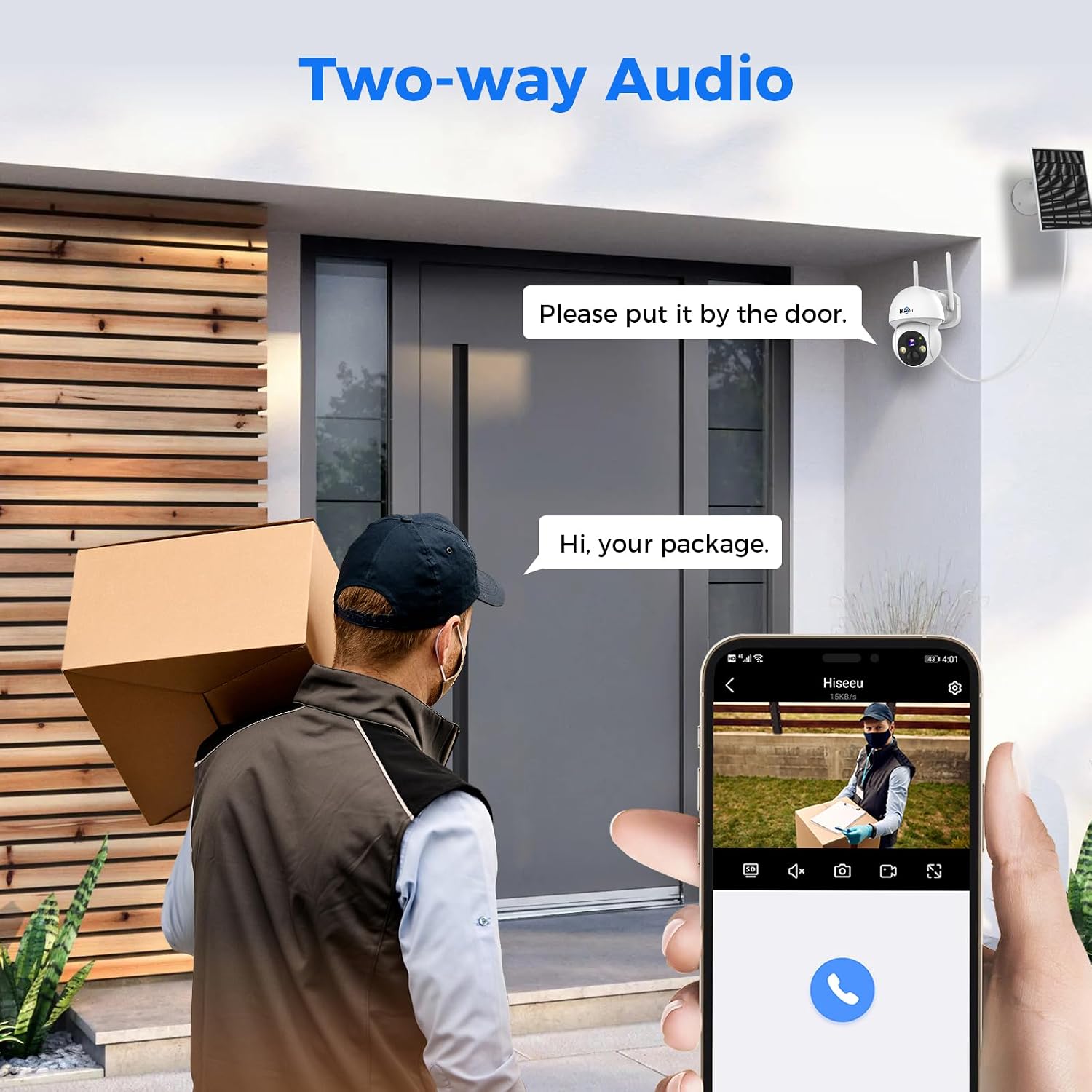 Thumbnail 4 de Hiseeu Solar Security Camera 2-Pack: 4MP Wireless Outdoor PTZ with Solar Power, 360° View, and Color Night Vision