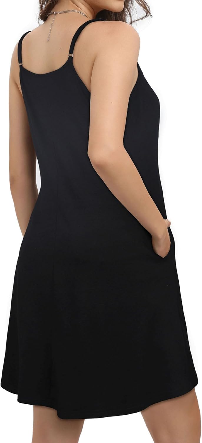 Thumbnail 4 de JOELLYUS Women’s Spaghetti Strap Dress with Pockets (Summer Sundress Beach Cover-Up)