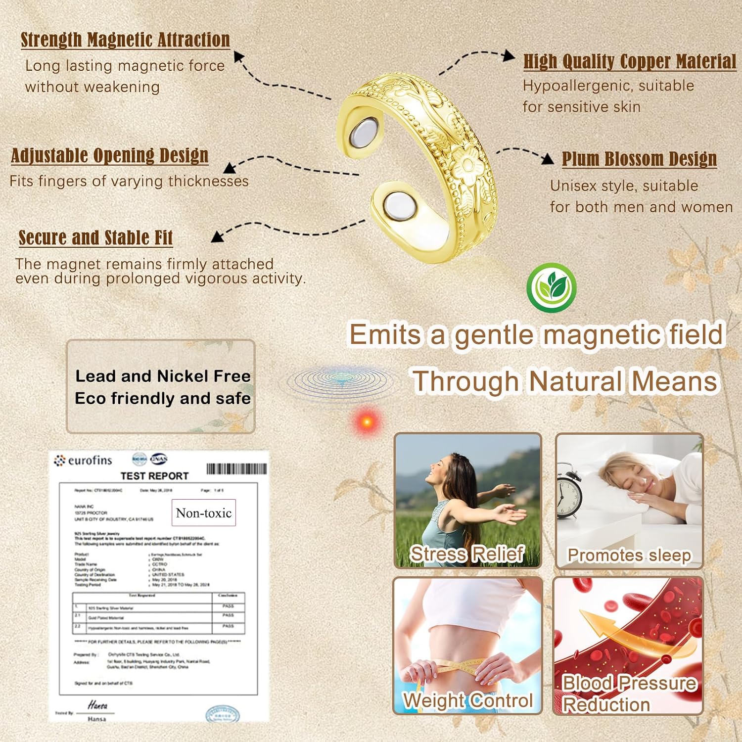 Thumbnail 1 de Zecimi Magnetring Silber (verstellbar) – Anti-Stress- & Vitalring mit Magneten