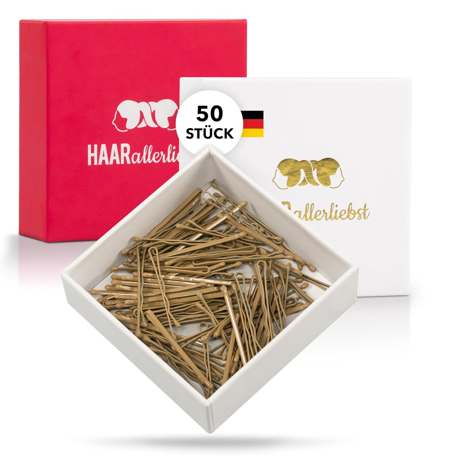 Detalle 2 de HAARallerliebst Premium Bobby Pins Haarklammern – 50 Stück beige, 5 cm
