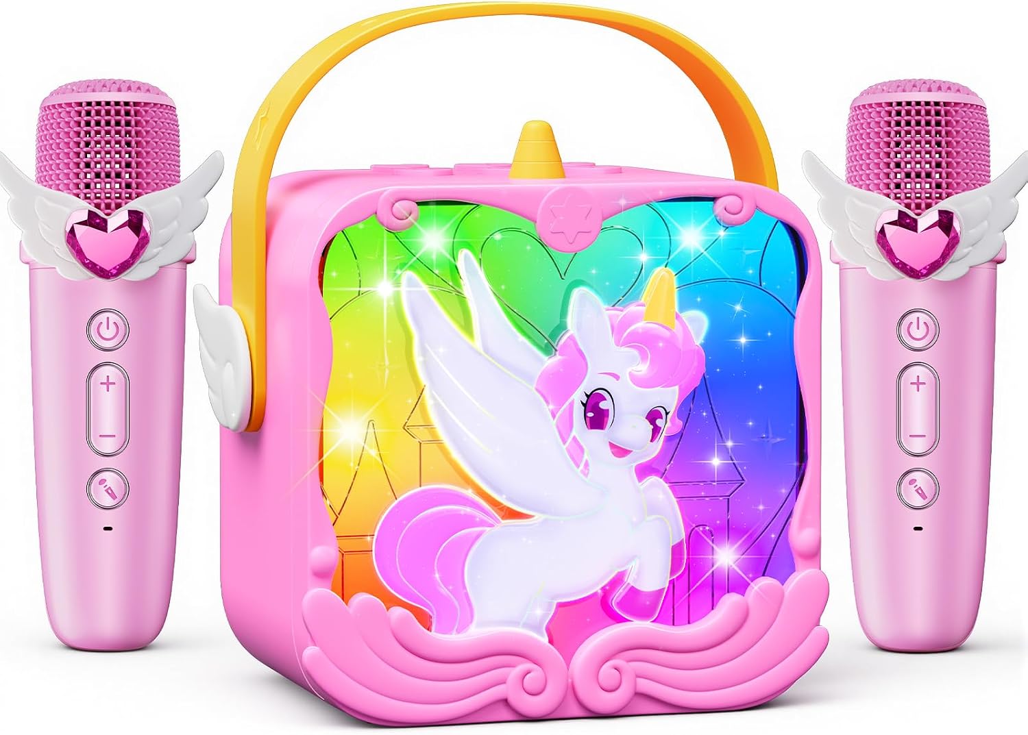 Detalle de Neueste Einhorn Karaoke Maschine 2 Mikrofon – Tragbares Musikspielzeug für Mädchen 3–12 Jahre mit LED-Lichtern