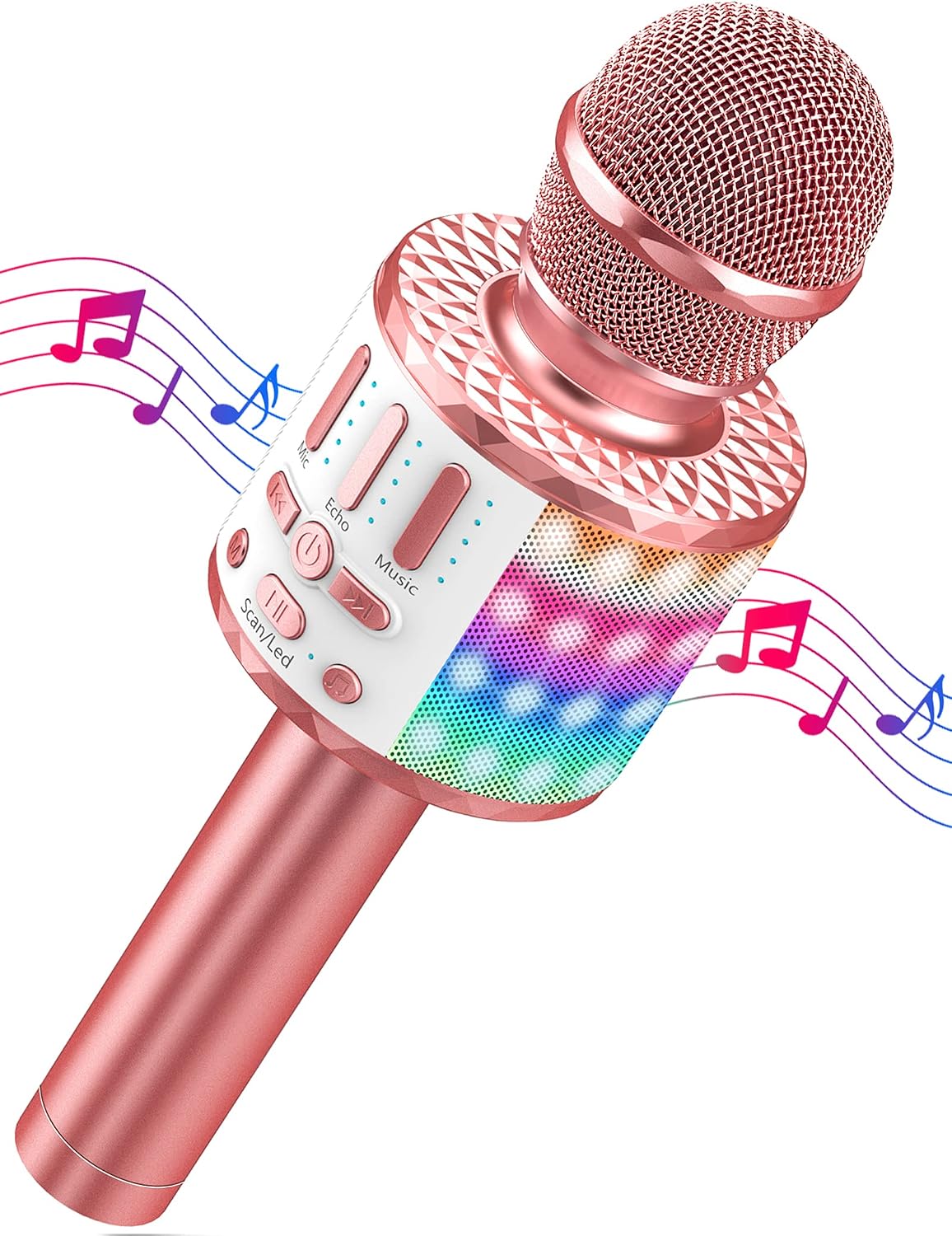 Karaoke Mikrofon mit LED – Bluetooth Mikrofon mit Lautsprecher, tragbares KTV-System für Kinder und Familie