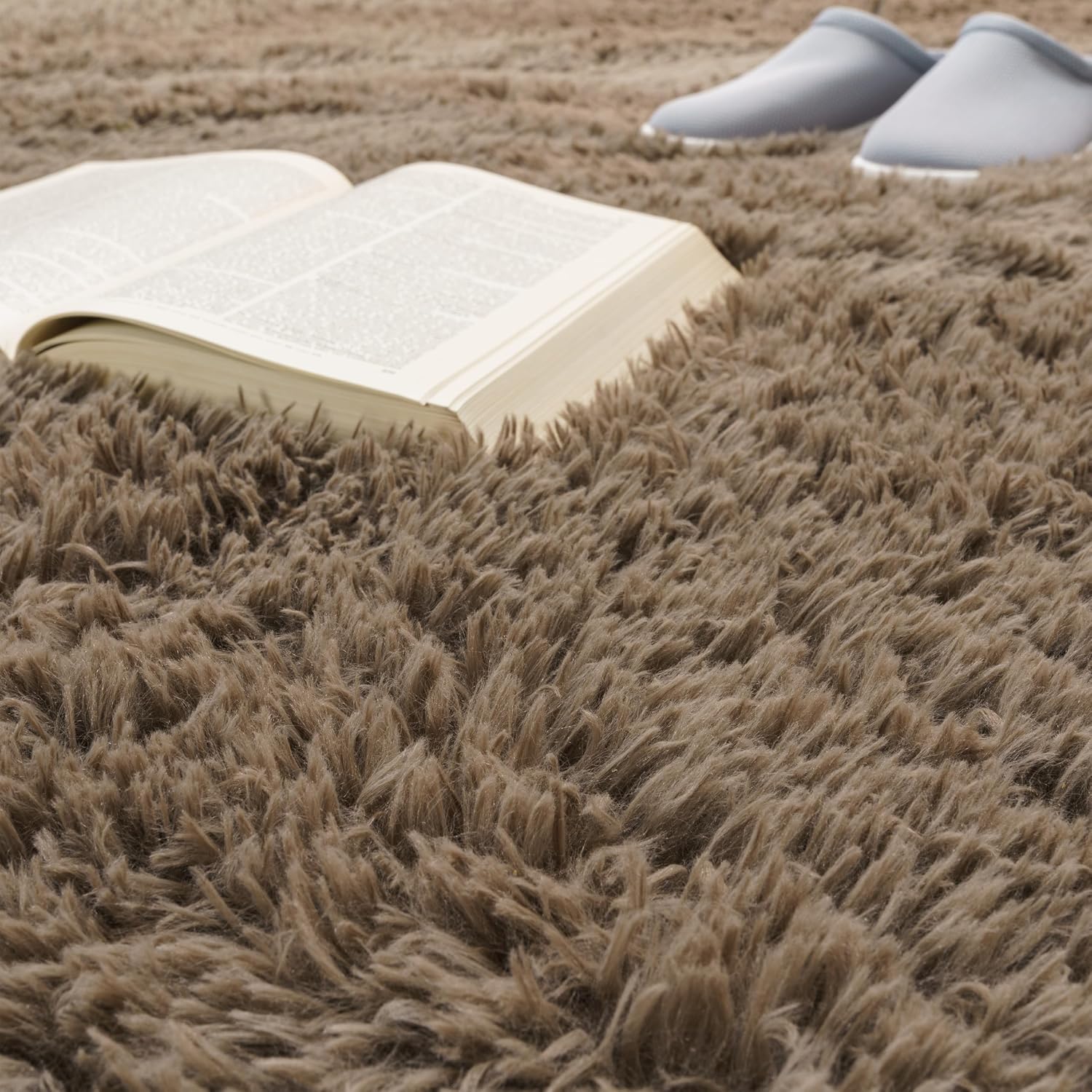 Thumbnail 2 de Paco Home Tapis de salon shaggy en fausse fourrure 80 x 150 cm, taupe