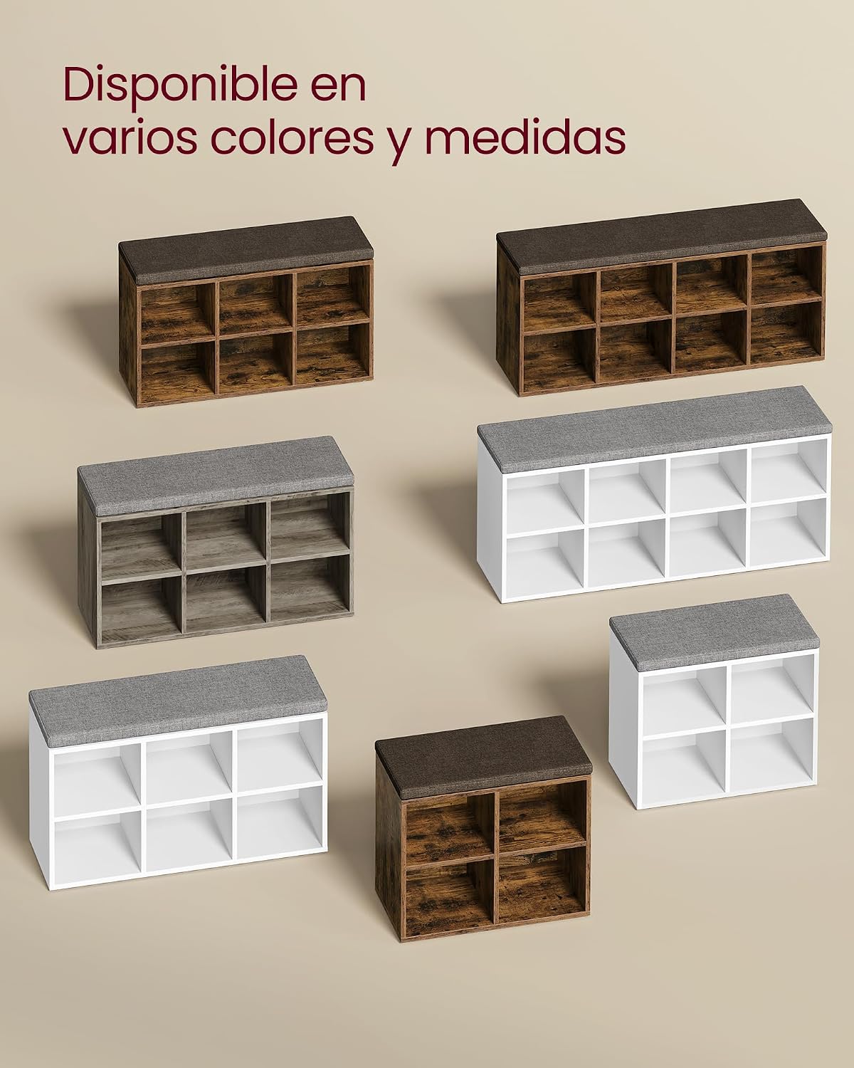 Thumbnail 5 de VASAGLE Banco Zapatero con Compartimentos y Asiento Acolchado