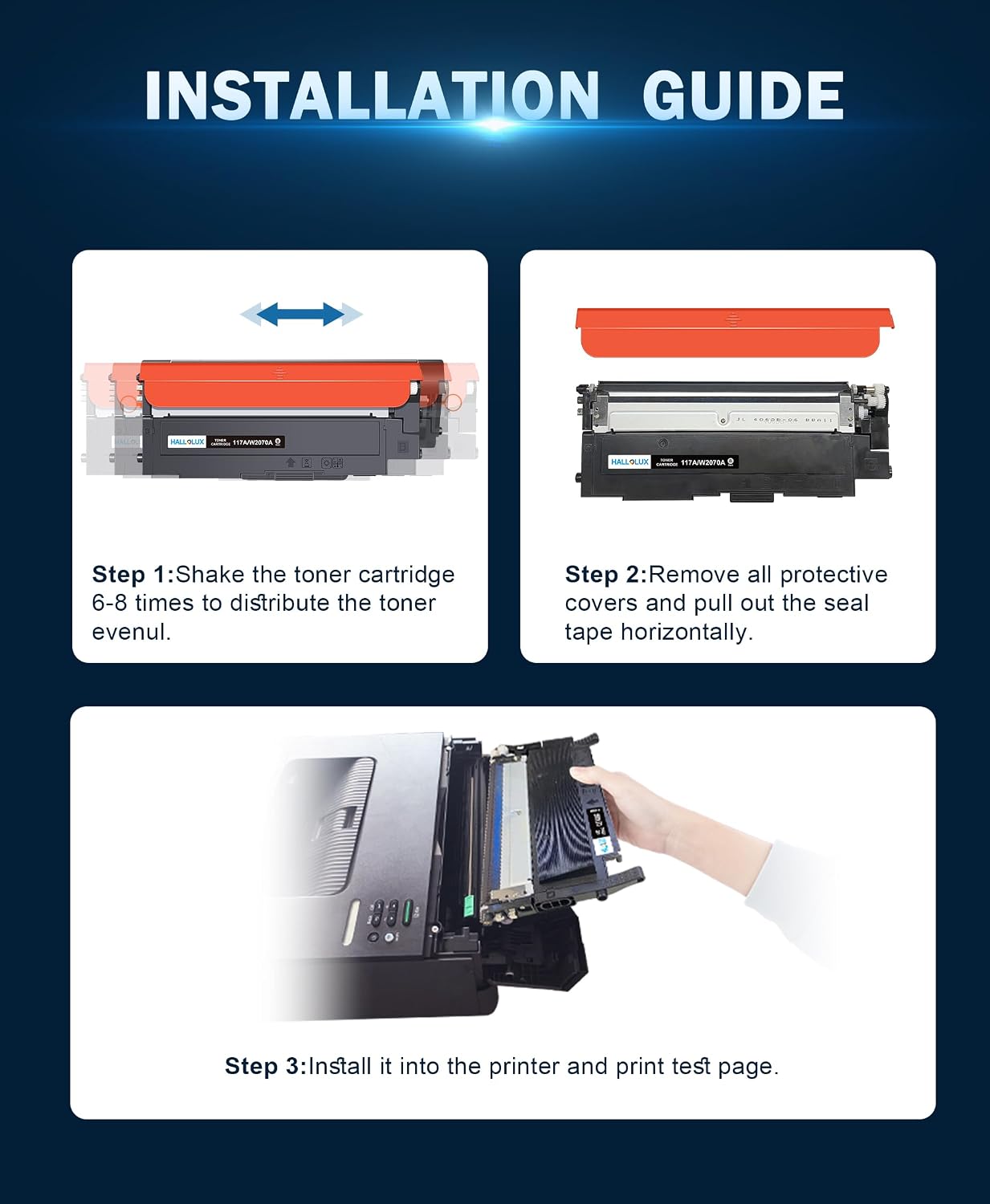 Detalle de HALLOLUX 117A Toner-Set kompatibel für HP 117A (1x Schwarz, 1x Cyan, 1x Magenta, 1x Gelb) für Color Laser MFP 178/179/150