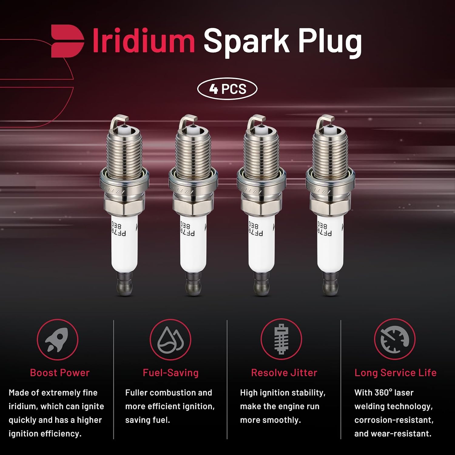 Thumbnail 3 de BDFHYK 91039 Platinum Iridium Spark Plugs — Set of 4 for Buick Encore & Chevrolet Cruze/Sonic/Trax (1.4L) Replacement