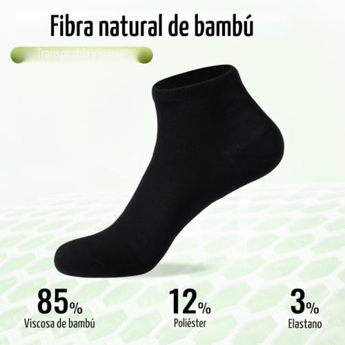 Detalle de SukModen 12/24 Pares de Calcetines de Bambú para Hombre y Mujer – Transpirables, Antiodor y Duraderos