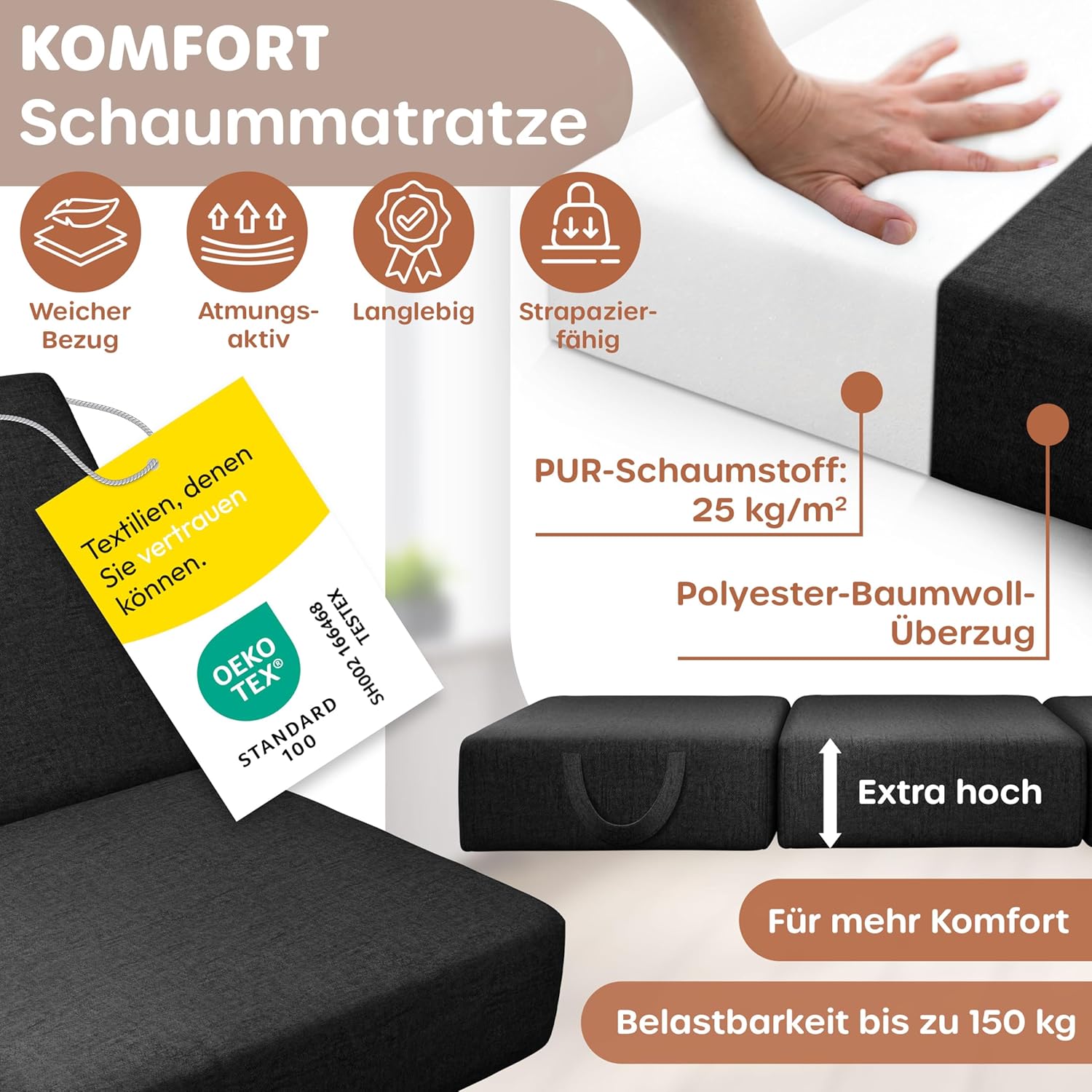 Thumbnail 4 de KESSER Klappmatratze 75 x 195 x 15 cm – Gästematratze 3-fach faltbar für Sitzhocker & Camping