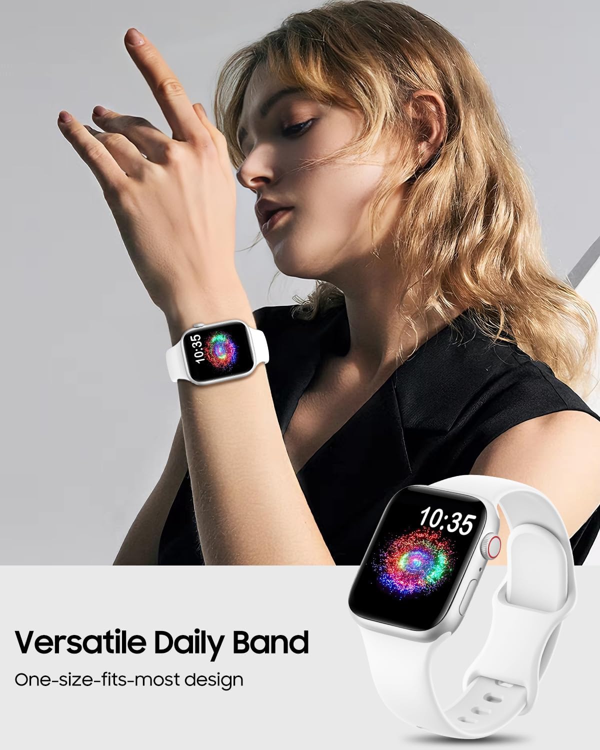 Detalle 2 de TreasureMax TPQ42602A White Silicone Sport Band for Apple Watch