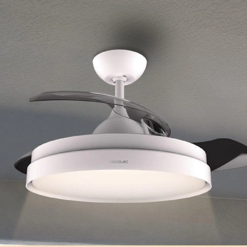 Detalle de Cecotec EnergySilence Aero 4280 Invisible White: ventilador de techo con luz y aspas retráctiles