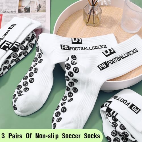 Detalle de ZEPIQOR 3 paires de chaussettes antidérapantes de sport blanches, EU 39-46