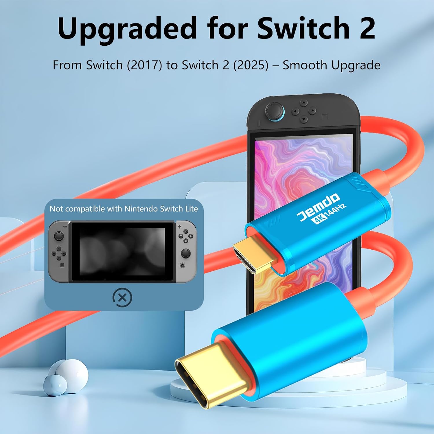 Detalle de JEMDO Switch 2 HDMI Dock 4K 144Hz 48Gbps HDMI