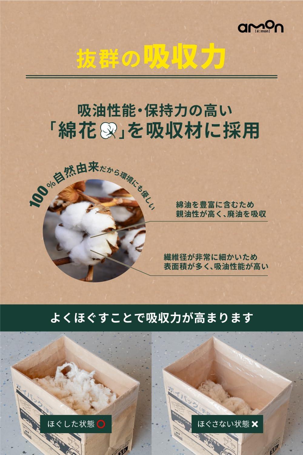 Thumbnail 2 de エーモン 4879 ポイパック 3.0L・3回分 廃油処理材 綿の吸収体入り