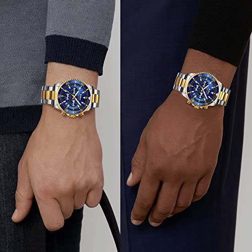 Detalle de BIDEN Reloj de Pulsera para Hombre con Cronógrafo - Acero Inoxidable, Oro Azul B